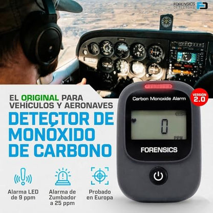 Detector de monóxido de carbono para vehículos y aviones | Alarma rápida de bajo nivel de 9 ppm (versión 2.0) FD-CAR002