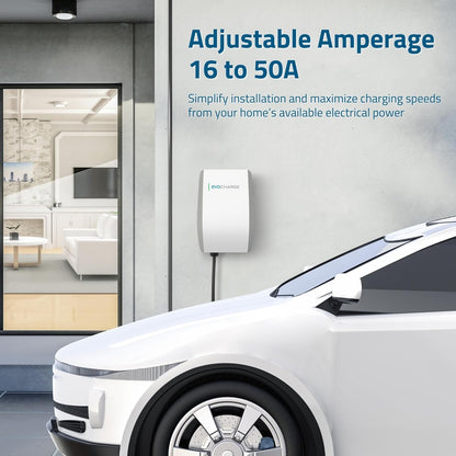 Home 50 NACS - Cargador EV de nivel 2, 240 V cableado, compatible con Tesla - Estación de carga inteligente de vehículo eléctrico de 50 amperios, cable de 25 pies, listado UL, hasta 45