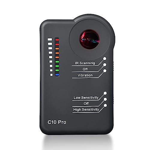 Detector de cámara C10 Pro – Detector profesional de RF de insectos Buscador de cámara oculta, barrendero antiespía, rastreador GPS, dispositivo de escucha, escáner de teléfono celular para interiores
