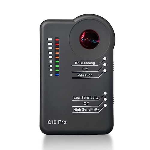 Detector de cámara C10 Pro – Detector profesional de RF Buscador de cámara oculta, barrendero antiespía, rastreador GPS, dispositivo de escucha, escáner de teléfono celular para interiores