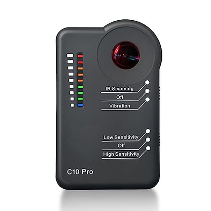 Detector de cámara C10 Pro – Detector profesional de RF Buscador de cámara oculta, barrendero antiespía, rastreador GPS, dispositivo de escucha, escáner de teléfono celular para interiores