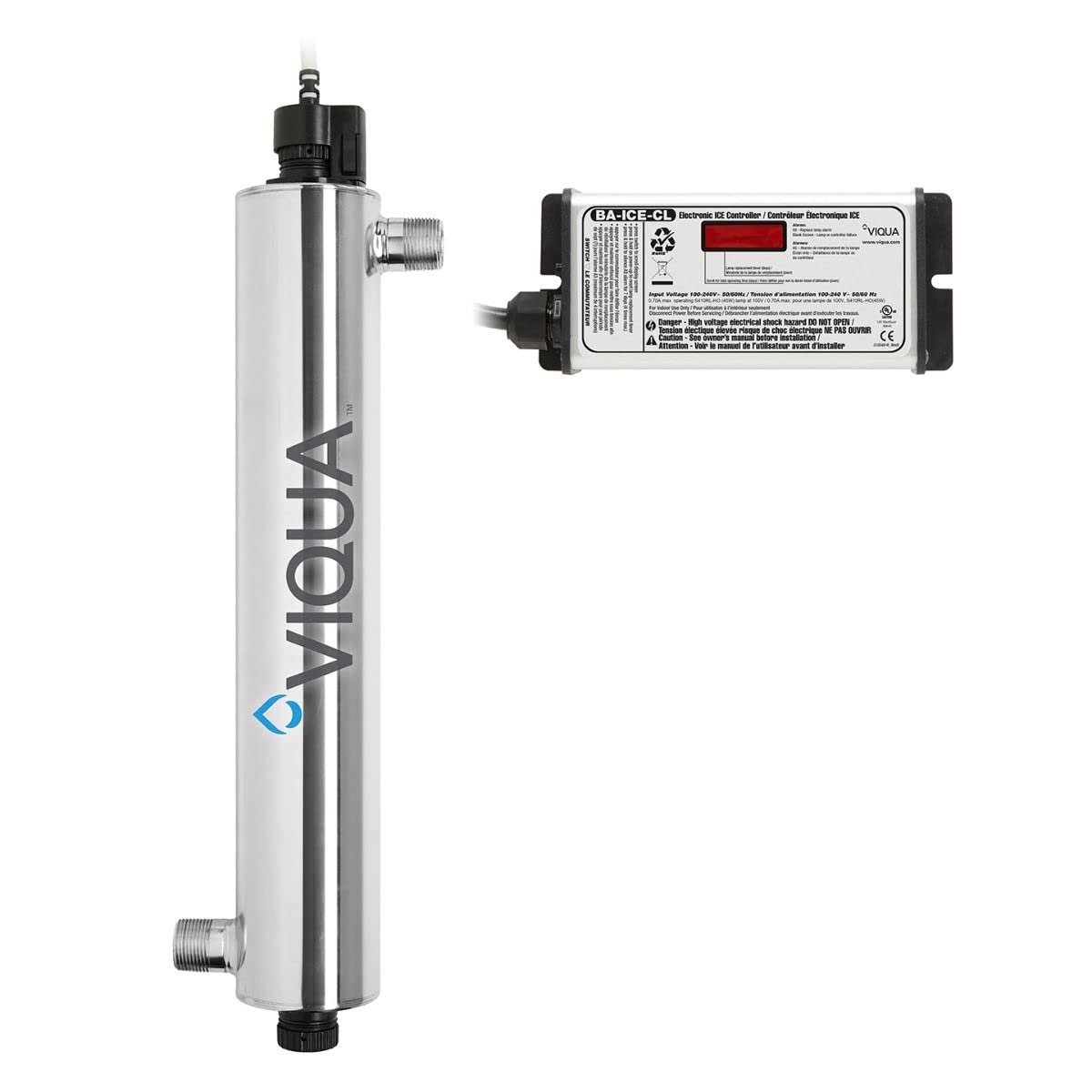 Viqua VH410 Sistema de Agua Ultravioleta para el Hogar de Acero Inoxidable - 18 GPM 3/4 MNPT 120V
