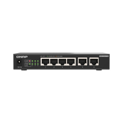 Switch no gestionado QNAP QSW-2104-2T-R2 de 4 puertos 2,5 GbE y 2 puertos 10 GbE QNQSW21042TR