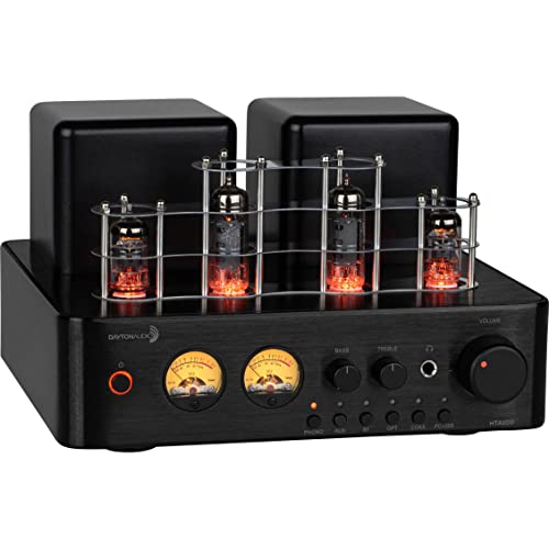 Dayton Audio HTA100 Amplificador de tubo estéreo híbrido con Bluetooth USB Aux Phono en subsalida 100W