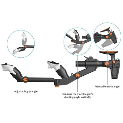 VR Gunstock for Meta Quest 3 Controller Accessories Gun Stock for Quest 3S /Quest 2 FPS Gaming Customized Shape Sizes (Black)