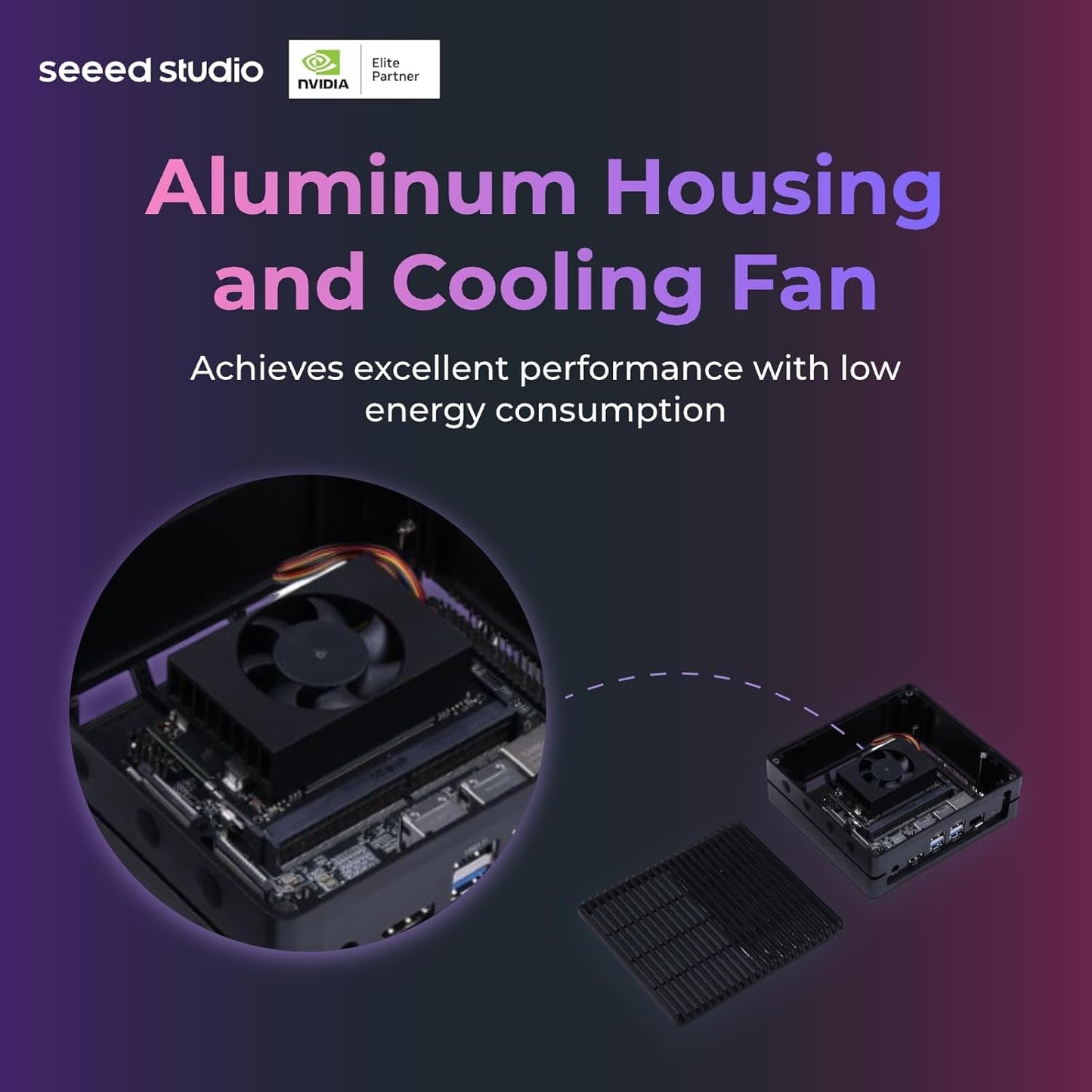 Seeed studio NVIDIA Jetson Nano Edge AI Device - Kit reComputer J1010, carcasa de aluminio, sistema Jetpack preinstalado. Mini PC con 0.5 TFLOP (FP16), fuente de alimentación no incluida