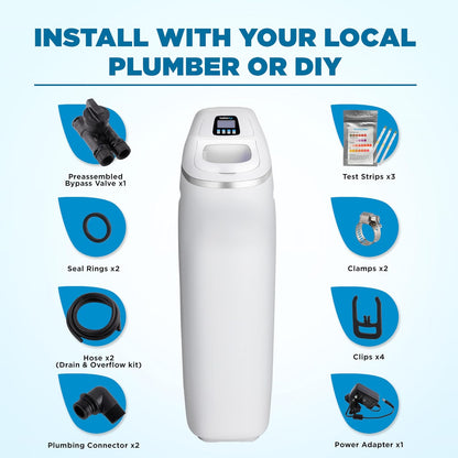 Ivation H2O IVAWS40K200RL - Sistema de suavizante de agua de 40.000 granos, suavizador de agua, con discos de cerámica patentados, regeneración automática de agua blanda para toda la casa, reduce el magnesio