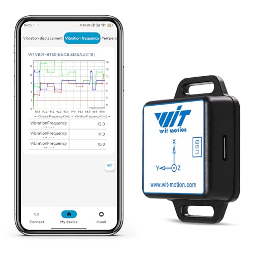 [Sensor de vibración BLE] WTVB01-BT50 Módulo de vibración inteligente Ar-duino, Detector de vibración de 3 ejes (amplitud+frecuencia+desplazamiento+velocidad), monitor de motor de choque