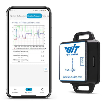 [Sensor de vibración BLE] WTVB01-BT50 Módulo de vibración inteligente Ar-duino, Detector de vibración de 3 ejes (amplitud+frecuencia+desplazamiento+velocidad), monitor de motor de choque
