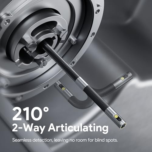 DEPSTECH Cámara endoscopio articulada de 10 pies con luz: boroscopio industrial articulado bidireccional de doble lente con pantalla de 4.5" y cable de serpiente, herramienta automotriz de cámara de inspección para pared, tubería, mecánico DS650DL-3m