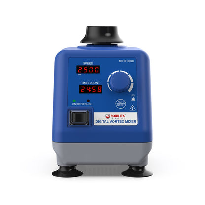 Four E's Scientific Mezclador de vórtice digital LED, velocidad 0-3000 rpm, diámetro orbital 0.236 in, 50/60Hz, táctil, temporizador y modos continuos, mezcla contenedores de 1.7 fl oz en 3 segundos - Sobremesa para laboratorio MI0101002D