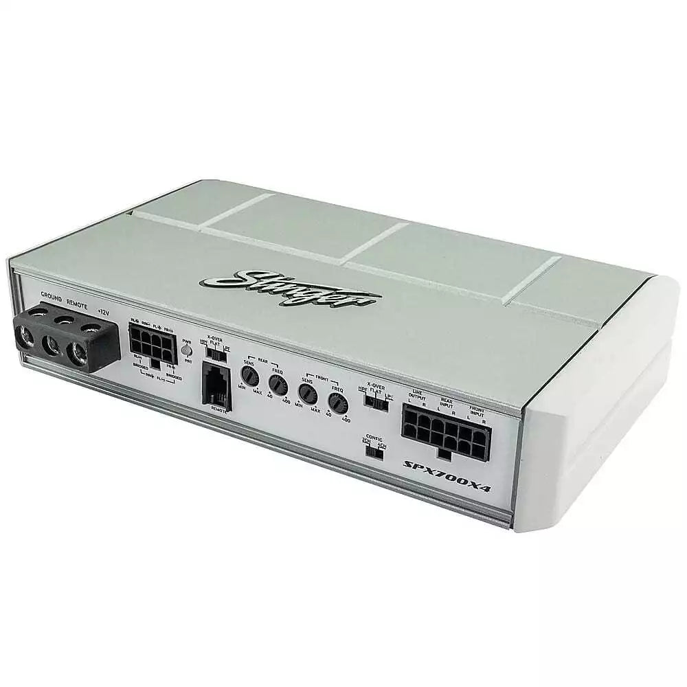 Stinger - Microamplificador para deportes de motor y marinos de 4 canales y 700 W - Plateado SPX700X4