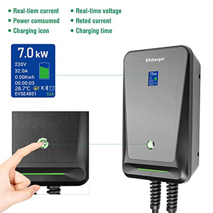 LEFANEV 32A 7.68KW Cargador EV Nivel 2,240V 20ft Cable de carga Estación de carga de vehículos eléctricos con NEMA 14-50 para vehículos eléctricos e híbridos F40-32A-NEMA14-50
