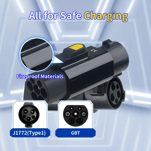 Adaptador EVHIKING para conector de cargador de vehículos eléctricos tipo 1 a GBT (negro)
