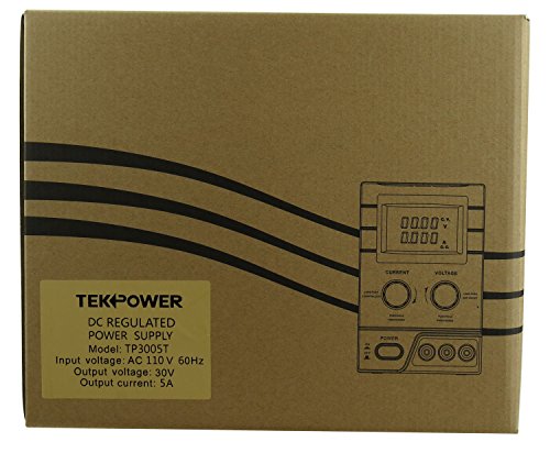 Fuente de alimentación CC lineal, variable, de 0 / 30 V @ 0 - 5 A, Mastech TP3005T, con cable cocodrilo y cable de alimentación, actualizado TP3005D, HY3005 de Tekpower