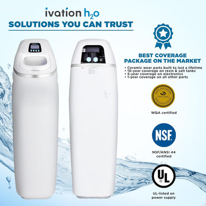 Ivation H2O IVAWS40K200RL - Sistema de suavizante de agua de 40.000 granos, suavizador de agua, con discos de cerámica patentados, regeneración automática de agua blanda para toda la casa, reduce el magnesio