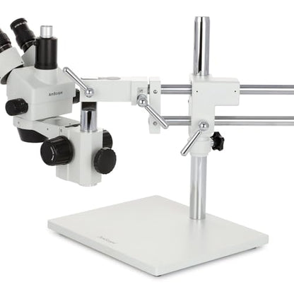 AmScope SM-4TP - Microscopio Profesional de Zoom estéreo trinocular con Control de Enfoque simultáneo, oculares WH10x, Aumento 7X-45X, Lente de Zoom 0.7X-4.5X, iluminación Ambiental, Soporte de Brazo