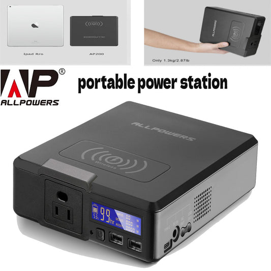 Cargador portátil ALLPOWERS S200 de 200 W y 41600 mAh con energía solar y batería externa inalámbrica.
