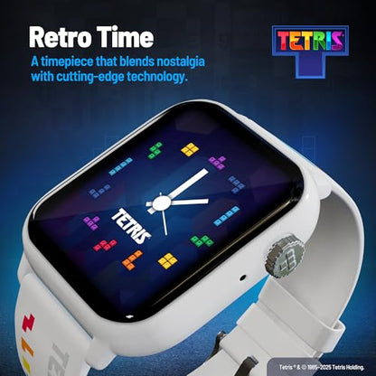 Tetris: My Play Watch - Reloj inteligente retro para juegos, sin WiFi o BT, Tetris integrado, caras de reloj personalizadas, sonido arcade clásico, monitor de frecuencia cardíaca, resistente al agua 0860013393441