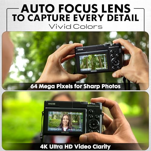 Minolta MND35 64MP 4K Ultra HD Wi-Fi Cámara digital, color negro MND35-BK