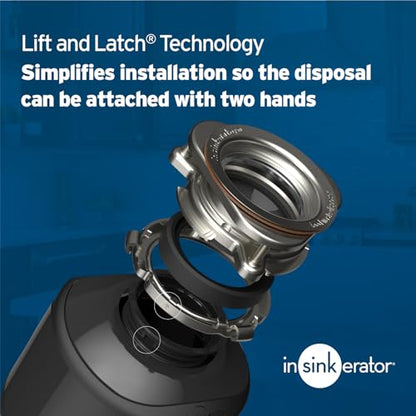 InSinkErator Badger 5 - Triturador de basura, serie estándar de 1/2 HP, triturador de residuos de alimentos de alimentación continua, negro, juego de 1