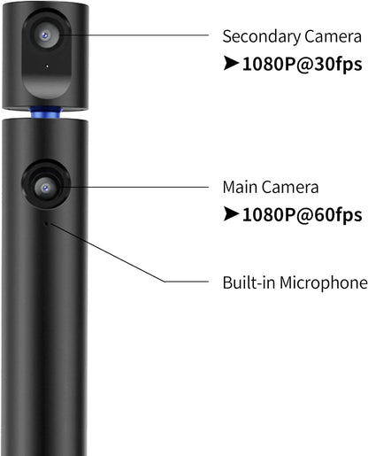 CZUR Cámara web dual Halo X Pro para PC, cámara web 1080P con micrófono, cámara USB para computadora, vista de 90°, Plug & Play, compatible con Windows y Mac; para Skype/TikTok/YouTube/Yahoo Messenger