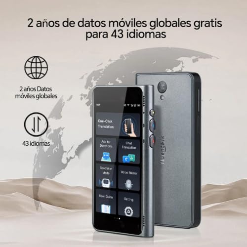 Timekettle T1 - Dispositivo traductor con traducción offline y de fotos, color negro | 40 Languages, 31+ Offline Language Pairs, No Wi-Fi Needed, 2-Year Global Data and 4-Inch HD Screen for Travel NEW T1