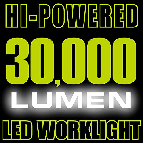 PowerSmith - Luz de trabajo LED de doble cabeza de 30.000 lúmenes con 80 pulgadas Soporte de trípode ajustable de metal y cable de alimentación con conexión a tierra de 10 pies  PWLD300T