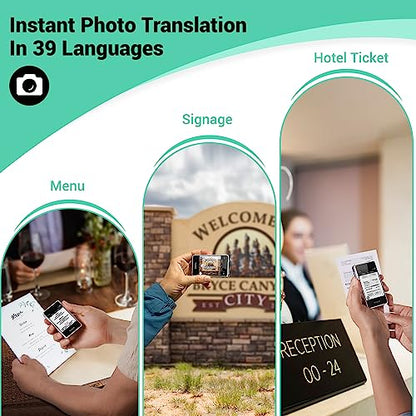 Timekettle, Fluentalk T1 Mini dispositivo de traductor no necesita WiFi, datos móviles globales integrados de 1 año, soporta 40 idiomas y traducción de fotos, traductor de idioma instantáneo para