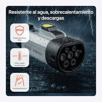 Adaptador de Carga Tesla NACS a Tipo 2 para Autos eléctricos, Conector 32A, PC+ABS Resistente, Compacto y Seguro, Compatible con Estaciones Tesla