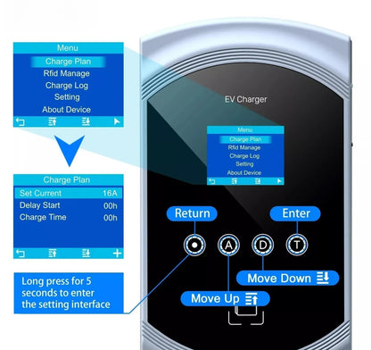 Cargador para vehículos eléctricos GBT de China con función DLB, aplicación Wi-Fi RFID, 11 kW trifásico, retardo de 1 a 15 horas