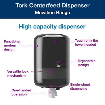Tork Centerfeed 659028 - Dispensador industrial de toallas de papel, color rojo y humo, dispensador de una sola hoja, rango de rendimiento, 659028