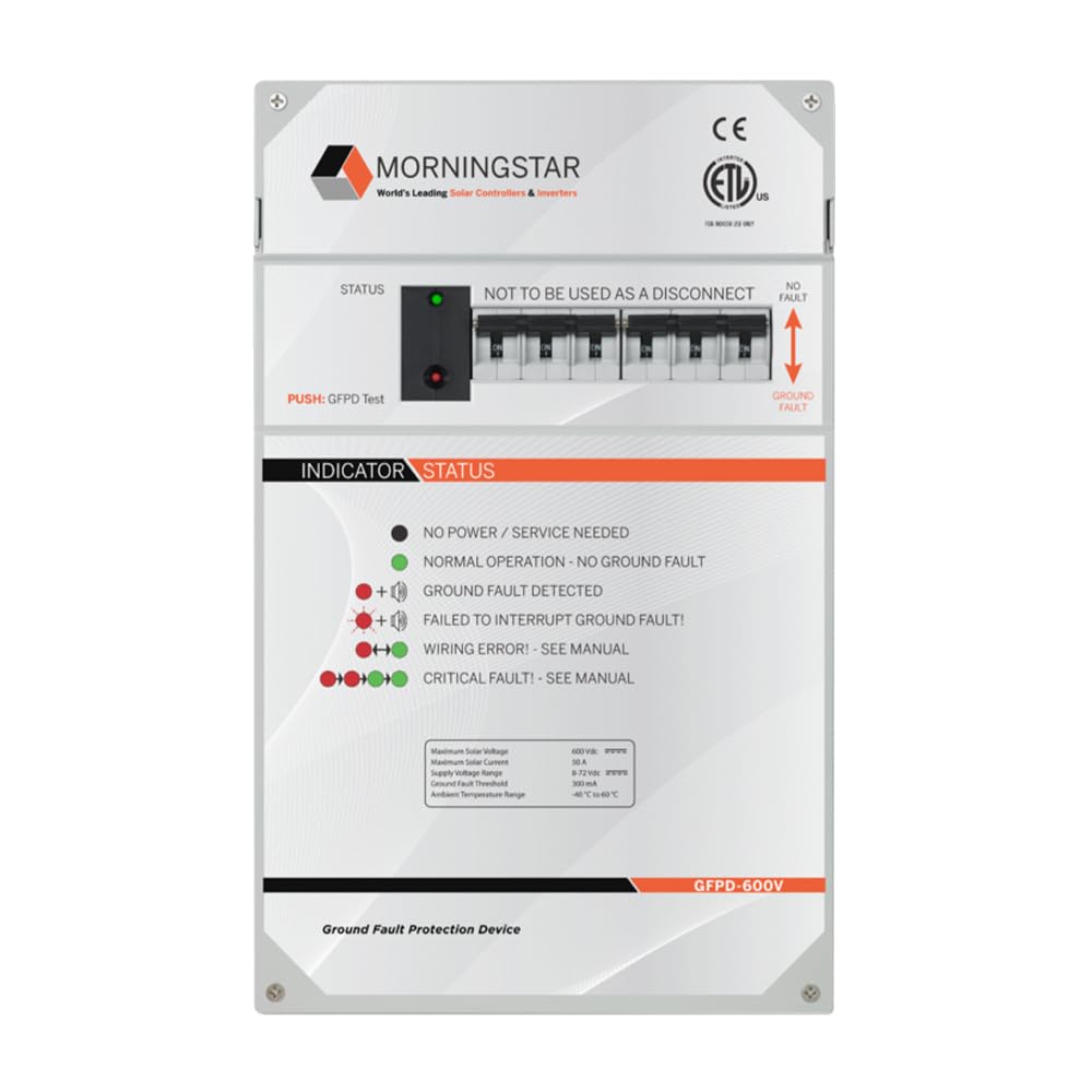 Morningstar - Dispositivo de protección contra fallas de tierra (GFPD-600V) para controladores de carga Tristar MPPT de 600 V, no requiere fusibles, instalación simple y flexible, diseñado en los
