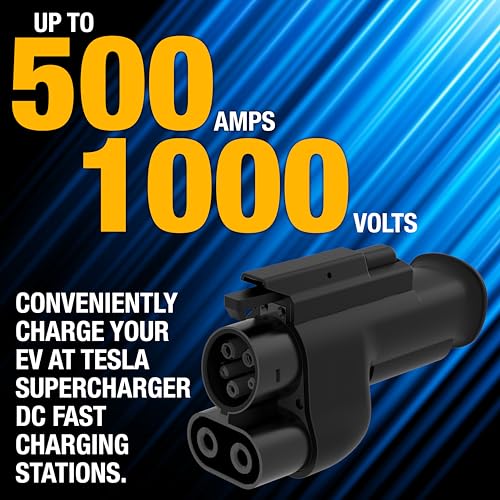 DEWALT Adaptador de carga rápida NACS a CCS1, 500A/1000V, carga rápida tu CCS1 EV en supercargadores Tesla, compatible con vehículos eléctricos seleccionados.