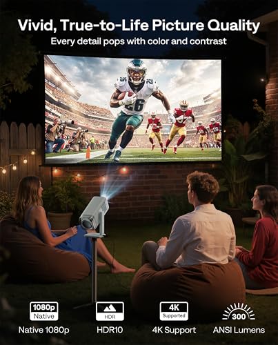 Aurzen BOOM Air D004- Proyector portátil Google TV con WiFi y Bluetooth, alimentado por USB-C, proyector inteligente para películas al aire libre y en casa, compatible con 4K, enfoque en tiempo real | Smart Projector with WiFi Bluetooth Home Movie