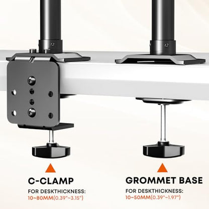 Soporte de escritorio para monitor de pie sentado para pantallas de 17 a 32 pulgadas, brazo articulado de movimiento completo ajustable en altura con bandeja para teclado, monitor de 19.8