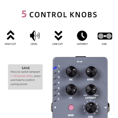 MOOER CAB X2 Dual Footswitch Cab Sim IR Carga Estéreo Gabinete Simulación Pedal con 14 Presets Ranuras Compatible con Edición de Software