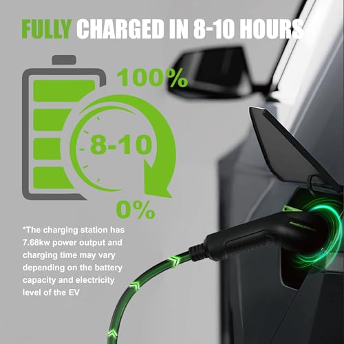 Cargador de vehículo eléctrico de nivel 2, 18 pies, 32 amperios, 240 V CA, estación de carga para vehículos eléctricos, cable portátil para interiores y exteriores, EVSE SAE J1772 EV