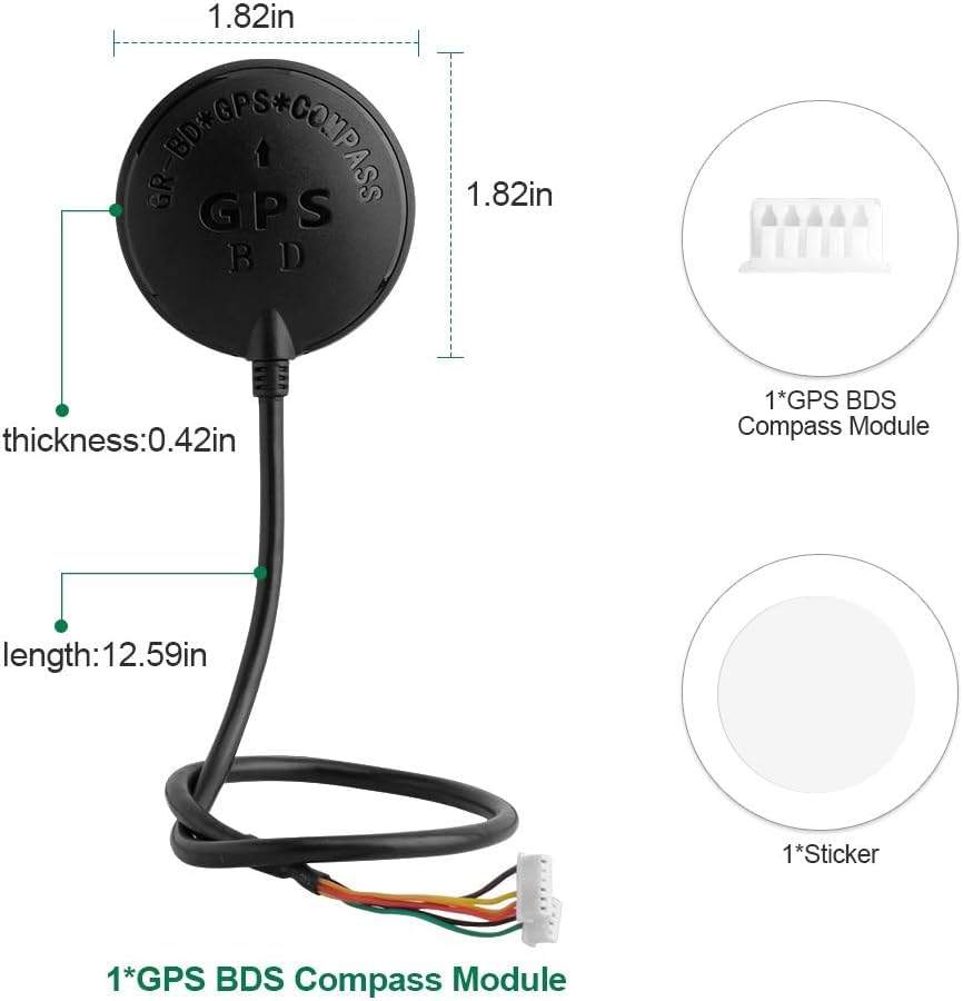 Módulo de brújula GPS+NEO-M8N+ Módulo GPS BDS de precisión APM Control de dron, receptor GPS FPV Control de vuelo Módulo de navegación Pixhawk para APM PIX PX4, compatible con puerto APM I2C MWC