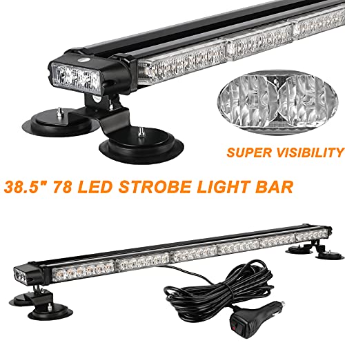 ASPL - Barra de luz estroboscópica de 98 cm, 78 LED 12V-24V doble cara, intermitente, de alta intensidad, luz estroboscópica con base magnética para seguridad