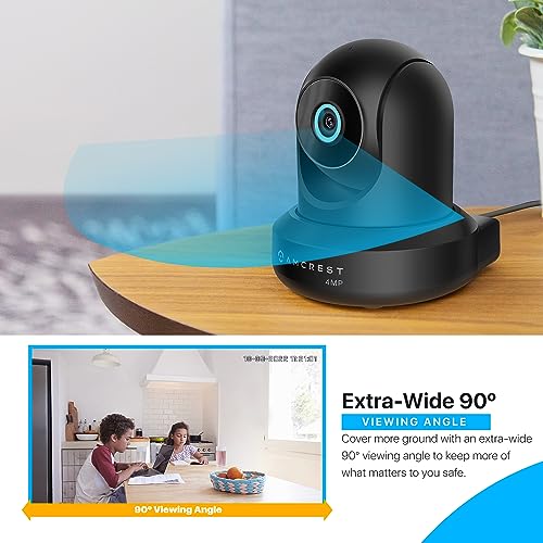 Amcrest WiFi interior ProHD de 4 MP, cámara IP de seguridad con panorámica/inclinación, audio bidireccional, visión nocturna, visión remota, 4 megapíxeles @30 FPS, amplio FOV de 90 °, IP4M-1041B