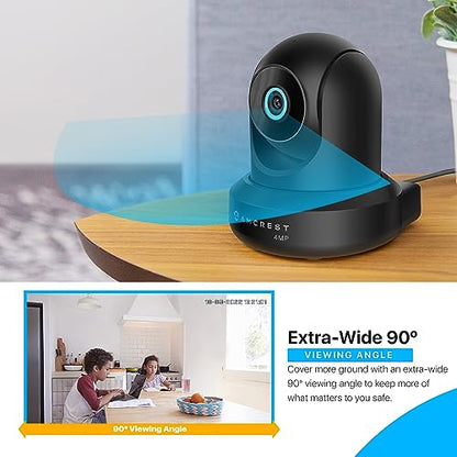 Amcrest WiFi interior ProHD de 4 MP, cámara IP de seguridad con panorámica/inclinación, audio bidireccional, visión nocturna, visión remota, 4 megapíxeles @30 FPS, amplio FOV de 90 °, IP4M-1041B