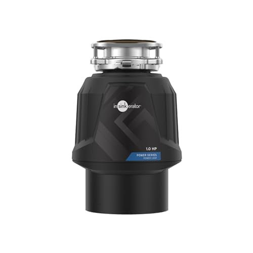 InSinkErator Power ‎80020-ISE - Eliminador de basura de 1 HP, serie Power EZ Connect, triturador de residuos de alimentos de alimentación continua, color negro