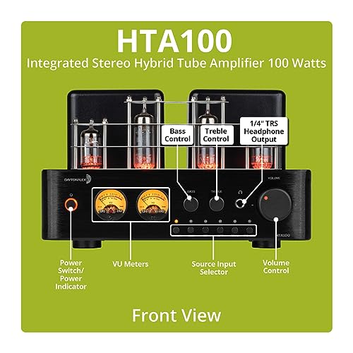 Dayton Audio HTA100 Amplificador de tubo estéreo híbrido con Bluetooth USB Aux Phono en subsalida 100W