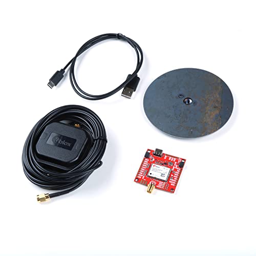 SparkFun Kit GPS-RTK-SMA – Incluye salida GPS – Antena de montaje magnético – Placa de tierra y cable USB-C – u-Blox ZED-F9P y RTK – Alta precisión en milímetros – Operaciones Rover y estación base