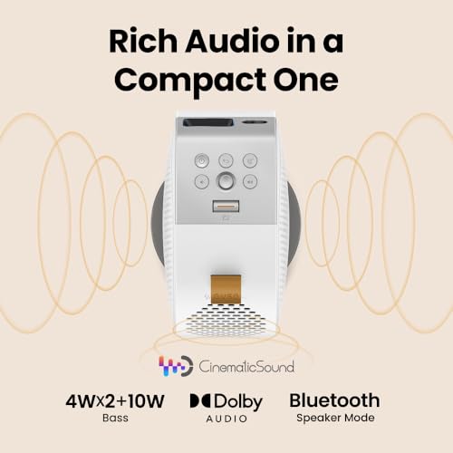 BenQ GV50 | Proyector portátil láser, 500 lúmenes, nativo 1080p, compatible con 4K, proyección de techo, base de trípode, ángulo giratorio, Google TV, Netflix certificado, WiFi y Bluetooth, altavoz integrado