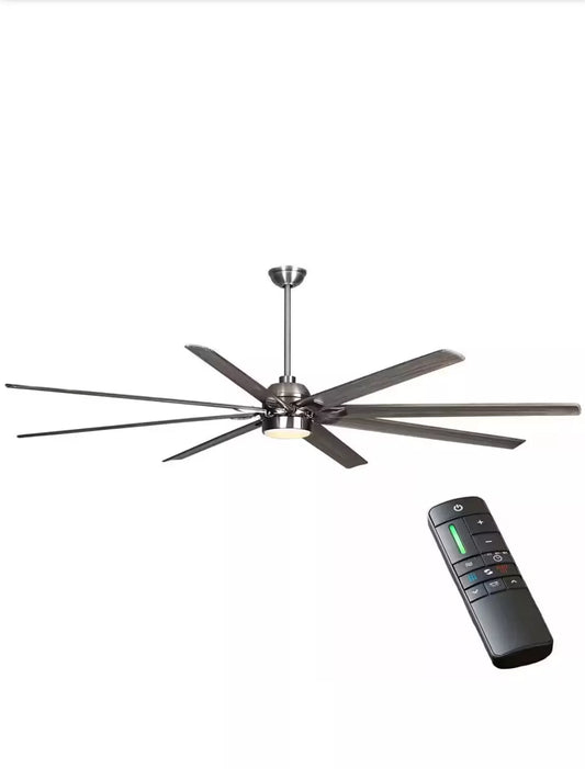 Ventilador de techo de níquel cepillado para interiores y exteriores con LED Cordoba de 96 pulgadas para decoración del hogar