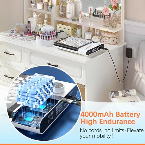 KARITE Colector de polvo de uñas con filtro lavable y reutilizable, colector de polvo eléctrico con 4 turboventiladores succión fuerte y ajustable, bajo ruido, batería de 4000 mAh, alta resistencia,