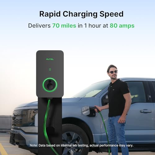 Autel MaxiCharger - Cargador de vehículo eléctrico (EV) nivel 2, hasta 80 amperios, compatible con OCPP, nube integrada con IA, interior/exterior, habilitado para 4G/Wi-Fi/Wi-Sol, AC PRO Business #UW19LJ02