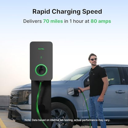 Autel MaxiCharger - Cargador de vehículo eléctrico (EV) nivel 2, hasta 80 amperios, compatible con OCPP, nube integrada con IA, interior/exterior, habilitado para 4G/Wi-Fi/Wi-Sol, AC PRO Business #UW19LJ02